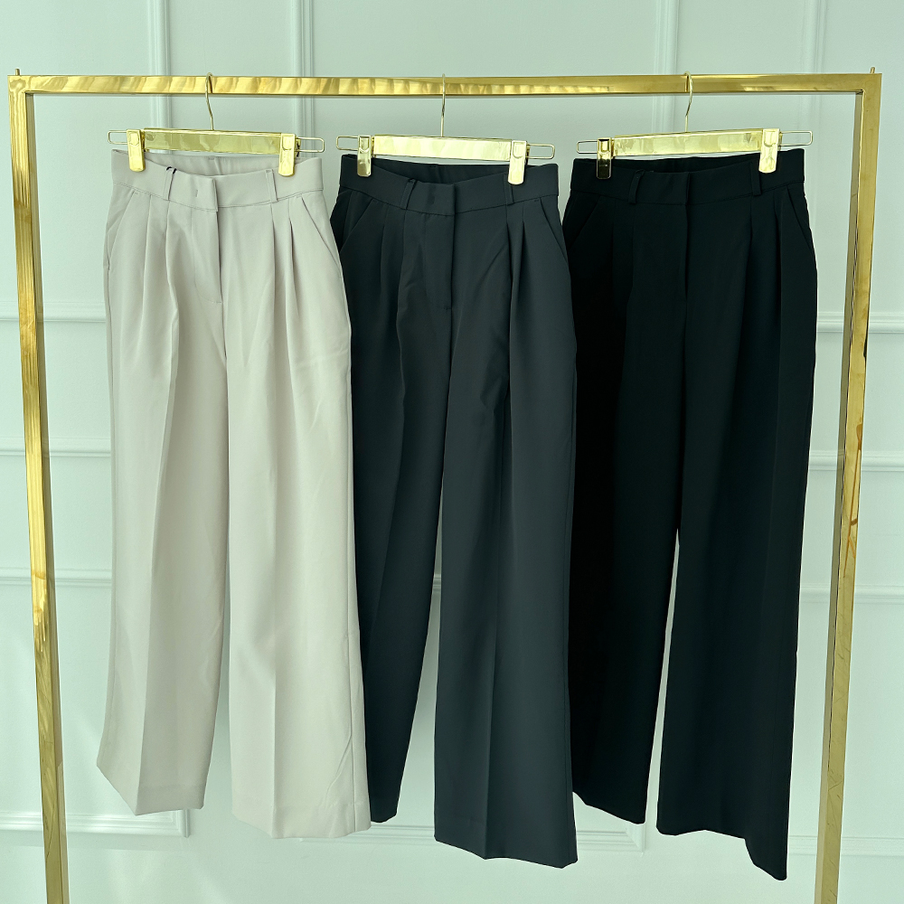 핀턱와이드팬츠 하이웨스트슬랙스 키작녀슬랙스 - 상세 이미지 2