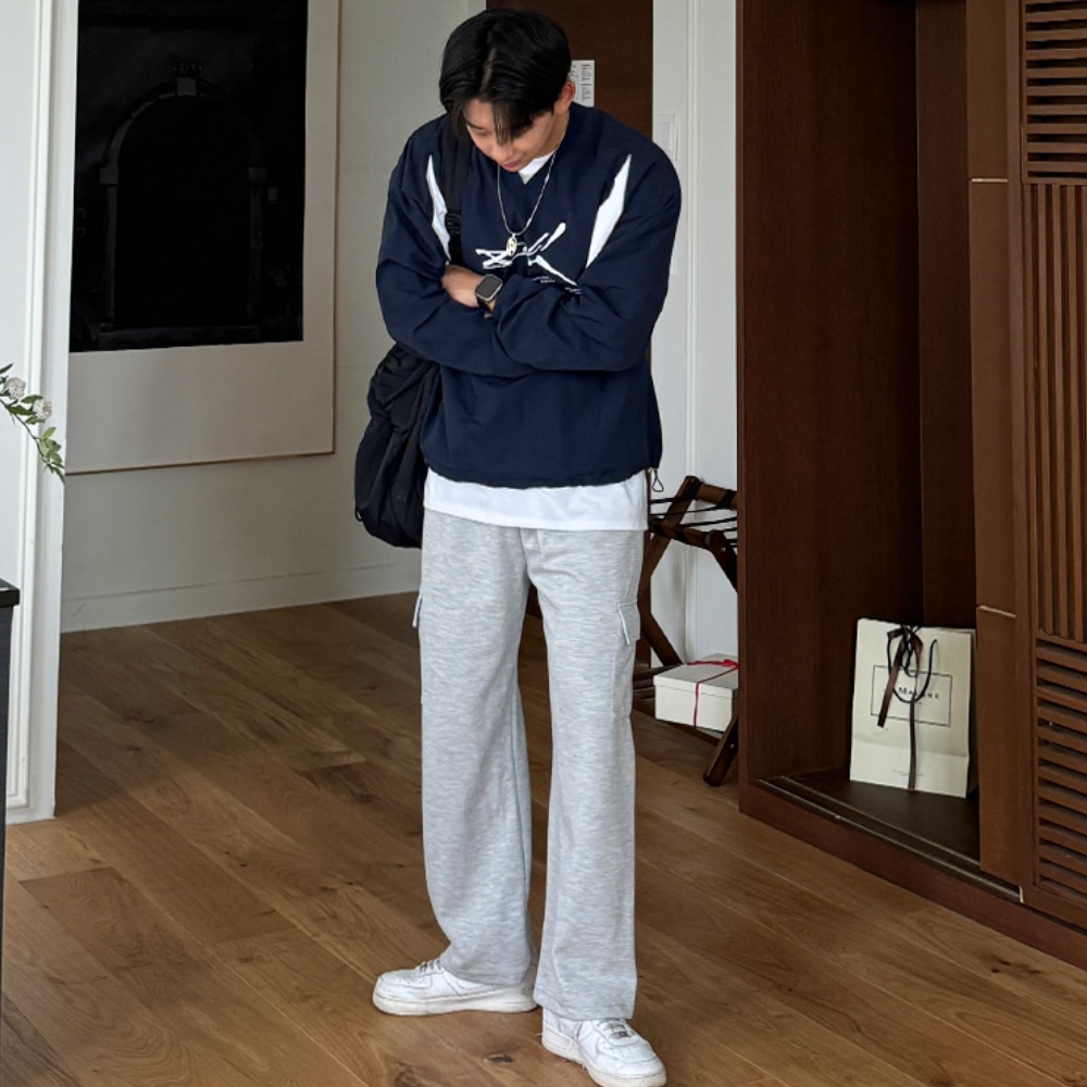 남자 키그 오버핏 봄 가을 나일론 바람막이 맨투맨 이미지 7