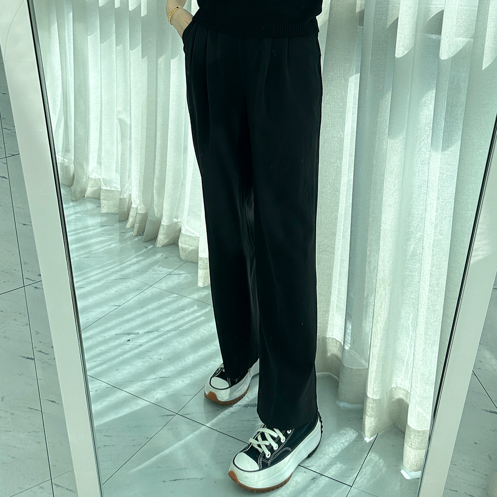 핀턱와이드팬츠 하이웨스트슬랙스 키작녀슬랙스 - 상세 이미지 5