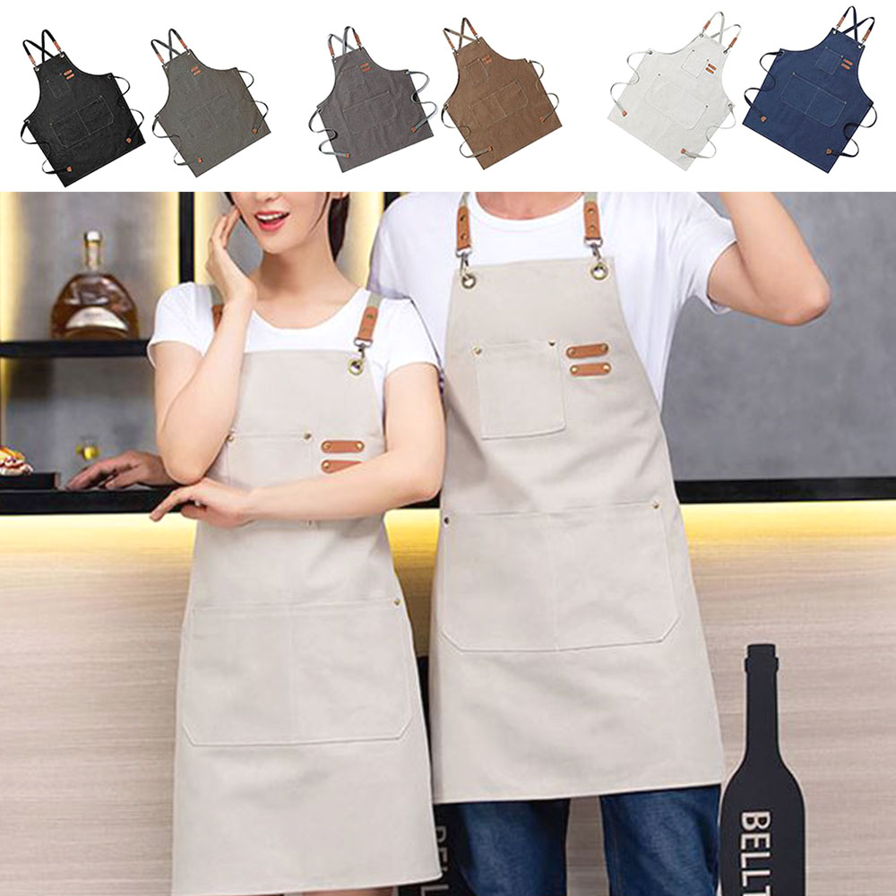 다용도 캔버스 앞치마 빈티지 가죽 카페 공방 미용실 방수 커버