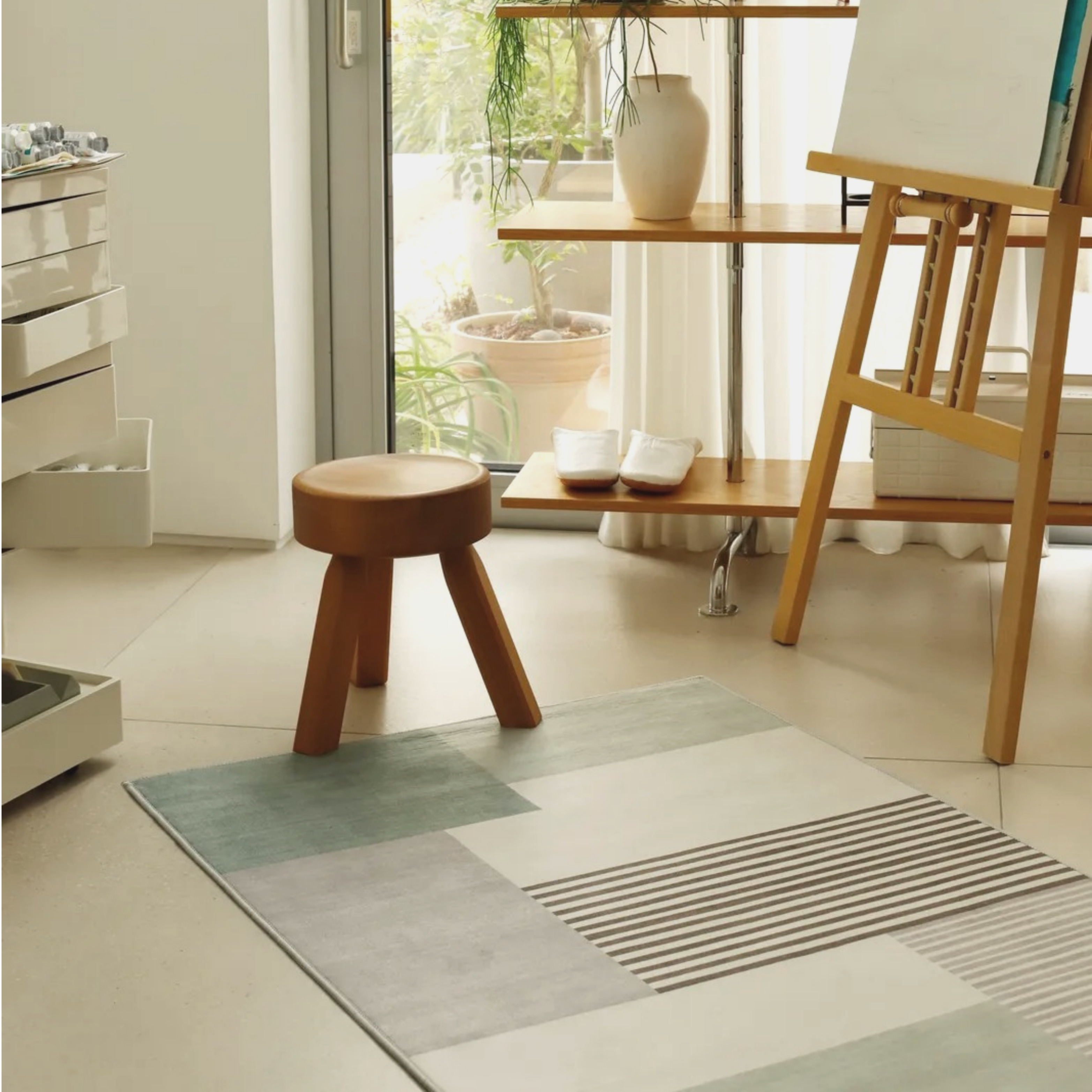 [에모프] 스트라이프 러그 카페트 양탄자 미니러그 의자매트 140x200