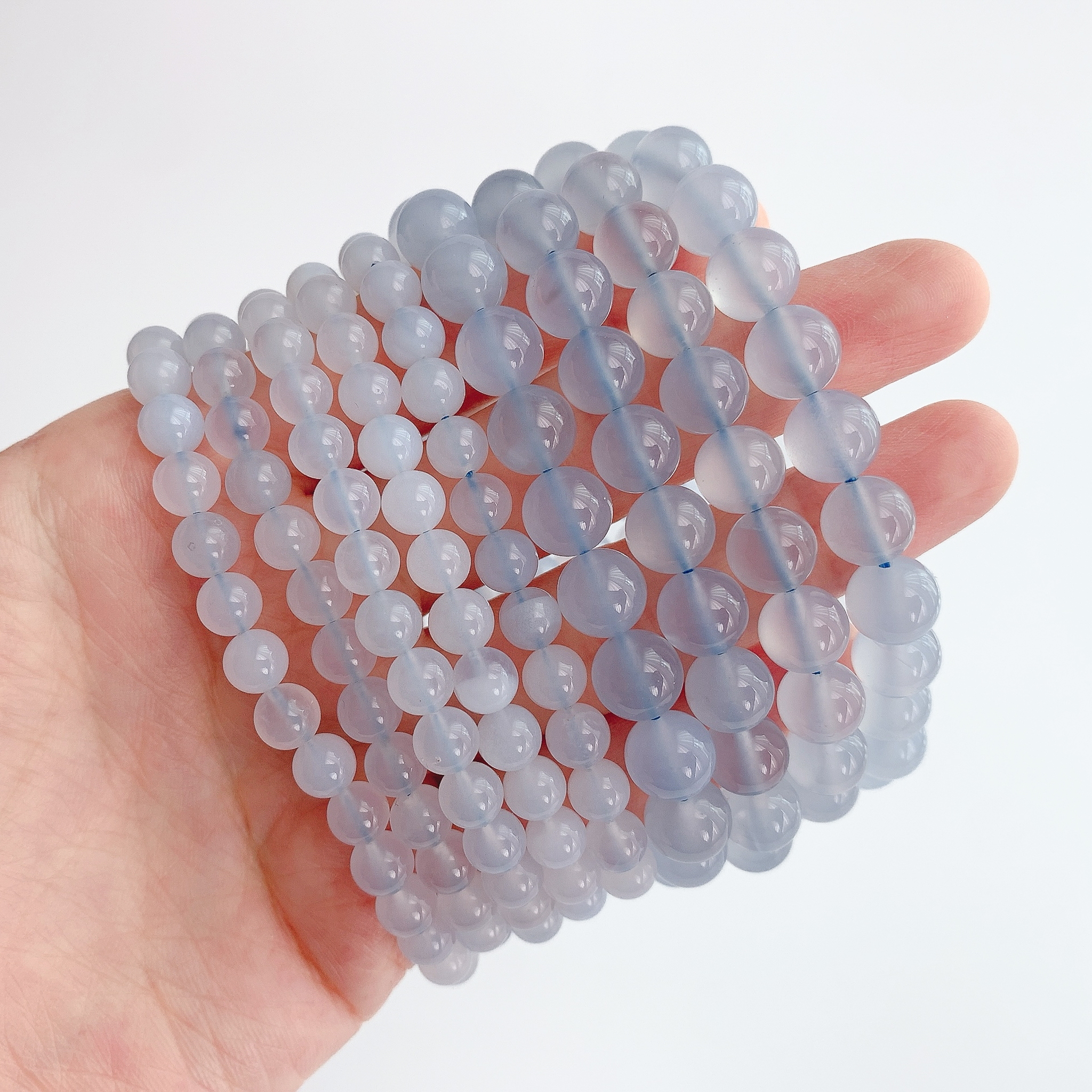 에이플로 AA 천연 블루 칼세도니 원석 팔찌 재료 6mm,8mm, 반줄 - 상세 이미지 3