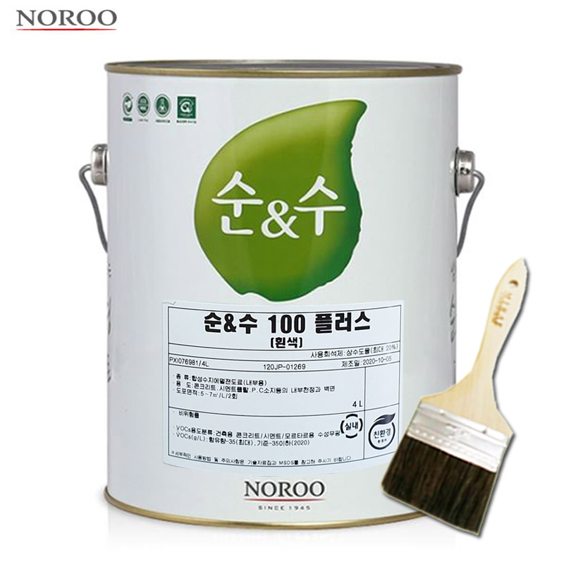 노루페인트 순앤수100 4L 친환경 수성 페인트 무광 백색 - 상품 이미지