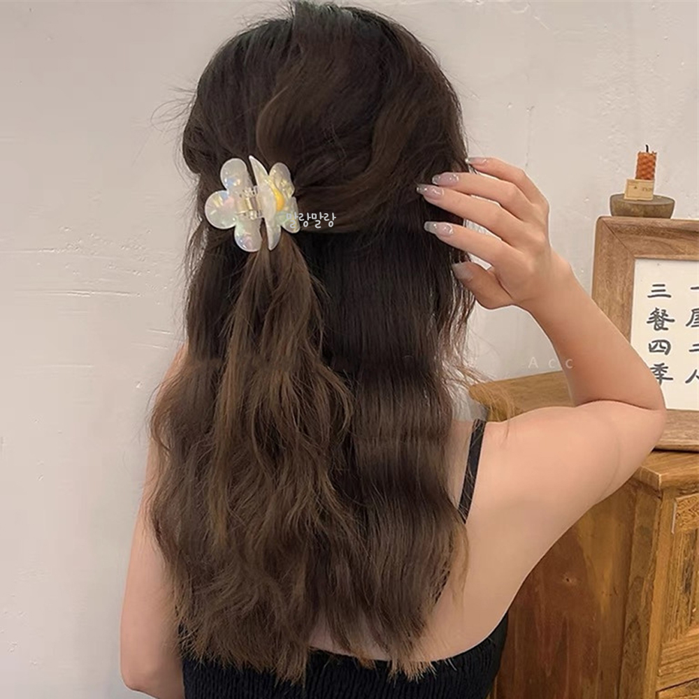 화이트 꽃핀 가벼운 올림머리 반머리헤어집게핀 - 상세 이미지 2