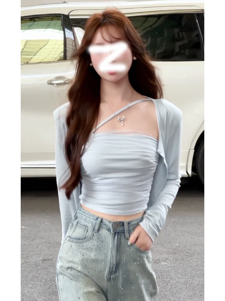 한소희 티셔츠 홀터넥 공항패션 튜브탑 가디건 의상 옷 패션 - 상세 이미지 2