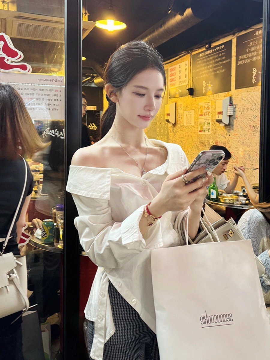 살롱드립2 55화 장도연 블라우스 셔츠 프렌치 불규칙한 의상 옷 패션 - 상세 이미지 5