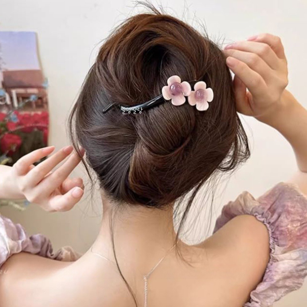 우아한 올림머리집게핀 자개 꽃집게핀 가로 반묶음핀 이미지 7