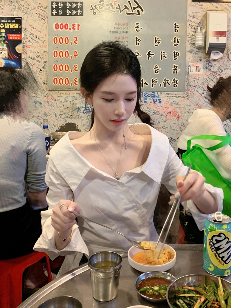 살롱드립2 55화 장도연 블라우스 셔츠 프렌치 불규칙한 의상 옷 패션 - 상세 이미지 2