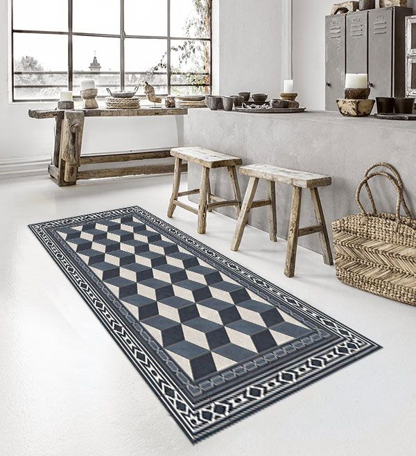 베이자플로우 PVC 바우하우스 러그 - 인디고 콘크리트 120 x 195 cm