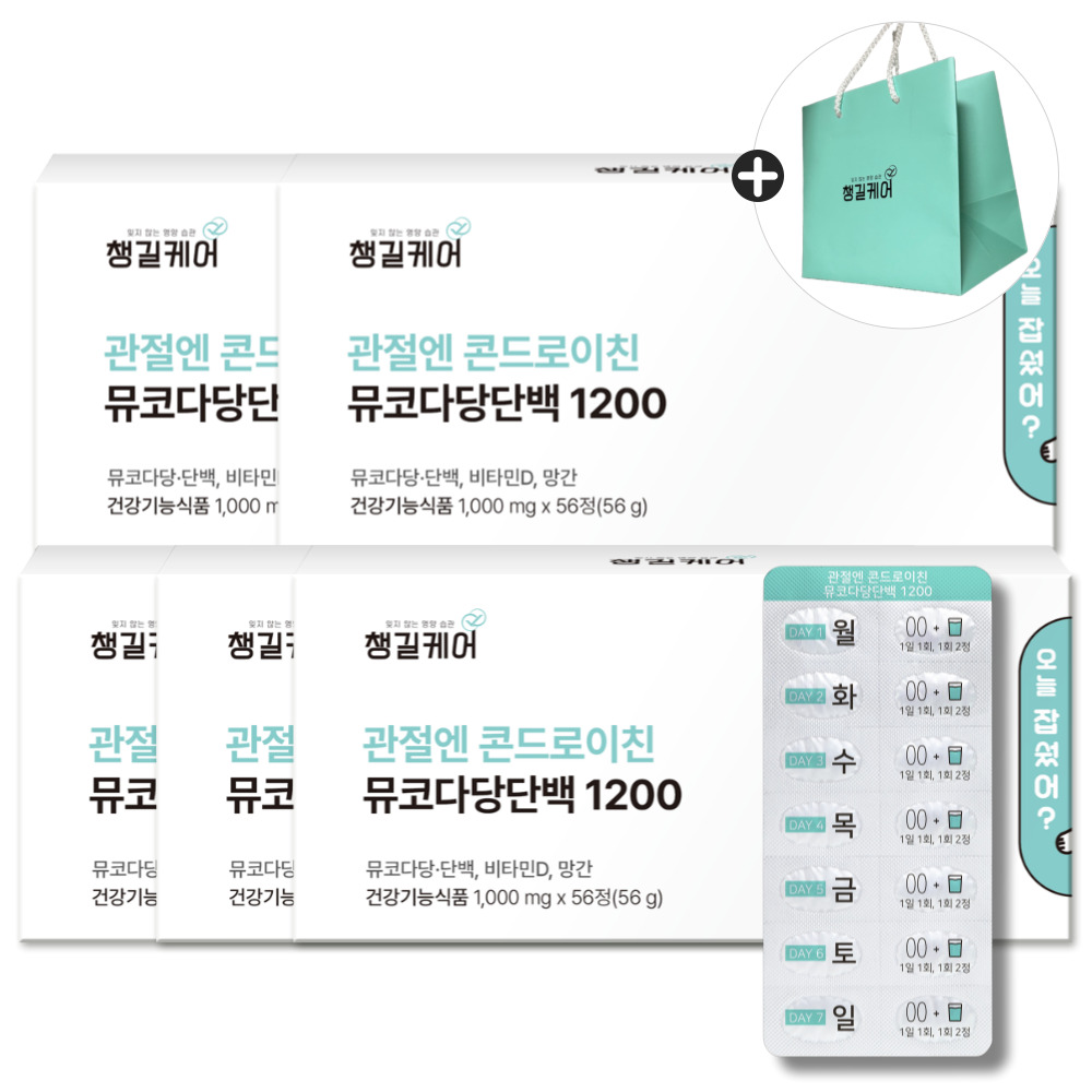 소유래 프리미엄 콘드로이친 올인원 관절엔 콘드로이친 뮤코다당단백 1200 56정, 5개