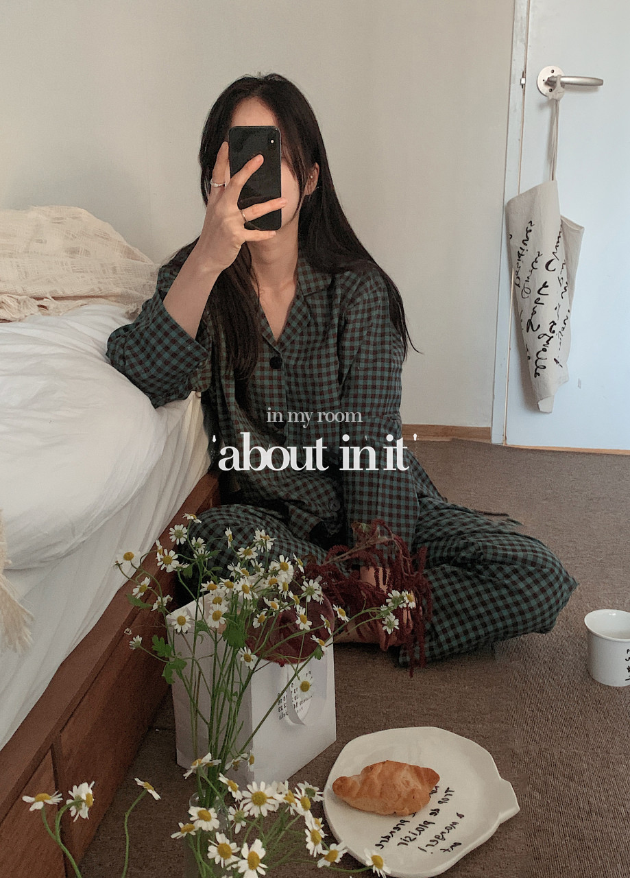국산 2XL 3XL 임산부 체크 빅사이즈 커플잠옷 이미지 2