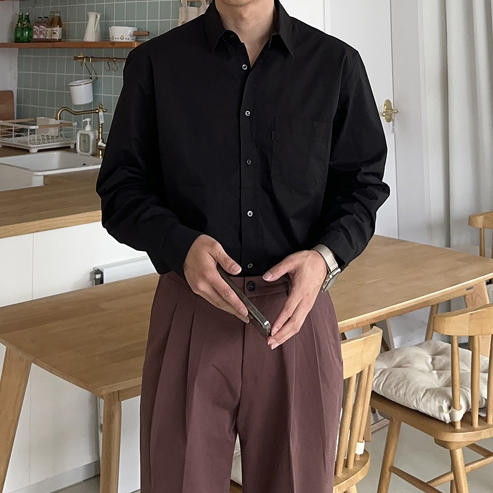 남자 셔츠 오버핏 봄 가을 남방 남자 와이 셔츠 - 상세 이미지 3