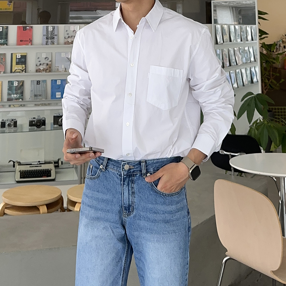 남자 셔츠 오버핏 봄 가을 남방 남자 와이 셔츠 - 상세 이미지 2