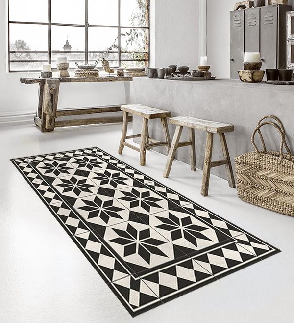 베이자플로우 PVC 고딕 러그 - 블랙 앤 화이트 콘크리트 180 x 260cm