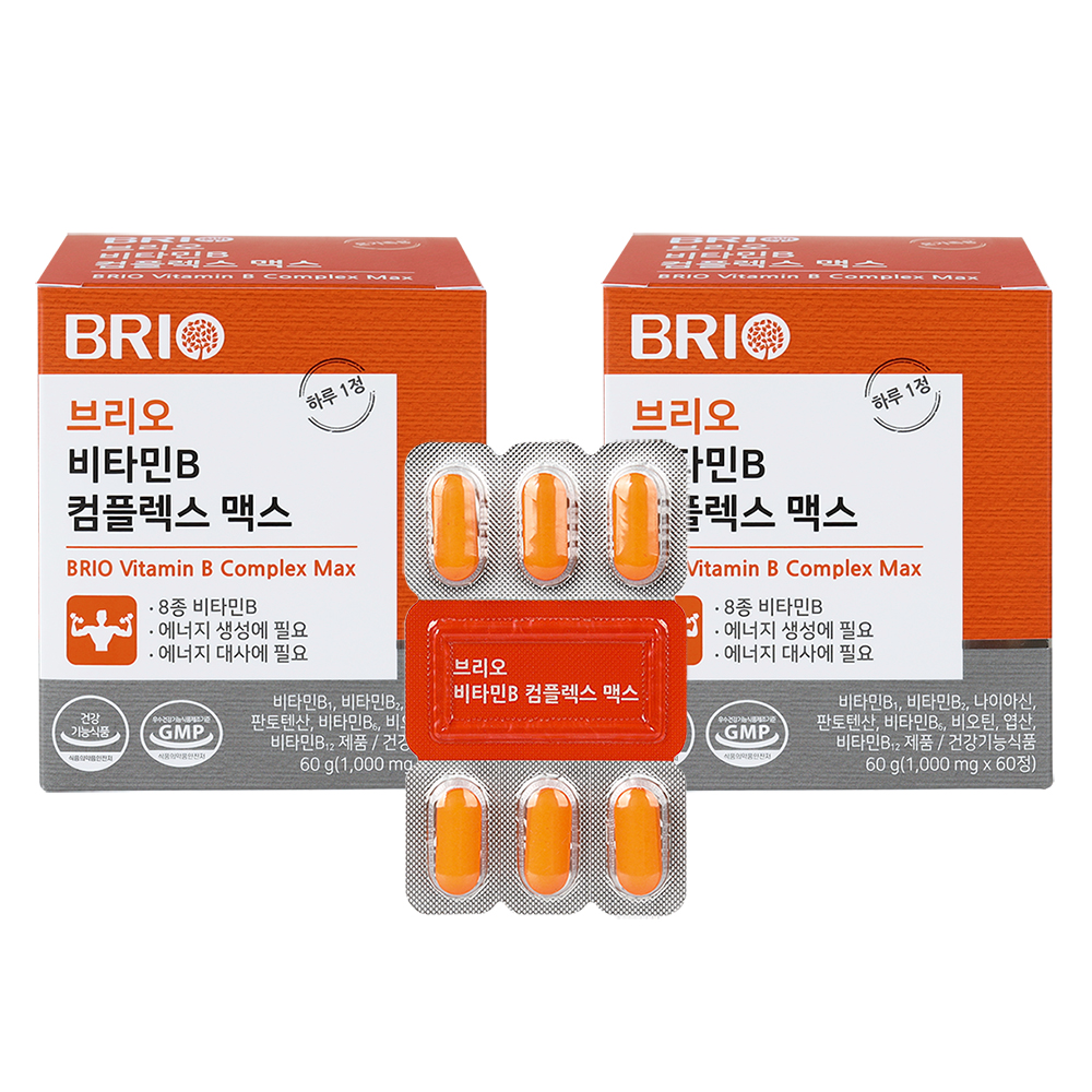 브리오 비타민B 컴플렉스 맥스 고함량 고농축 B군 B12 100 영양제 60정, 2개 - 상품 이미지