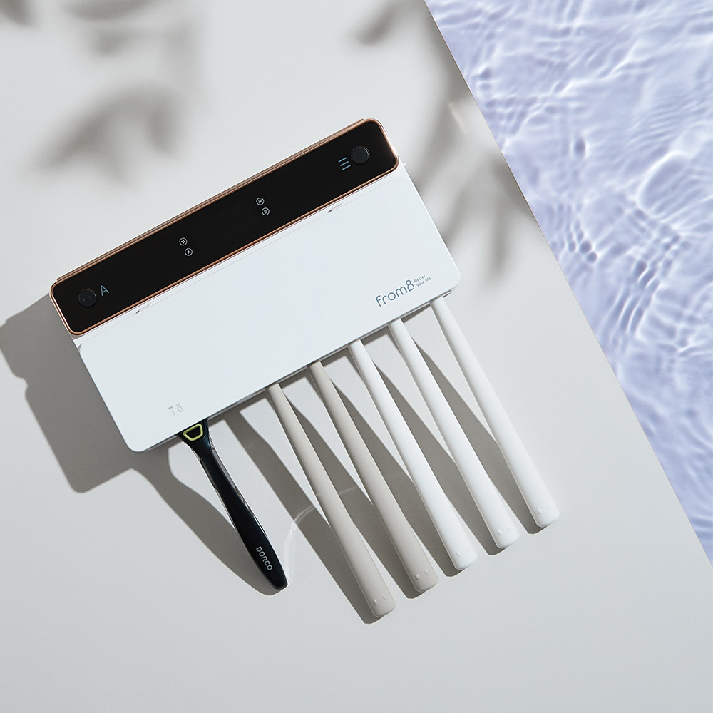 [벽걸이+유무선] 프롬비 UV-C 바람건조 자동 가정용 칫솔살균기 FD229 프리미엄 화이트