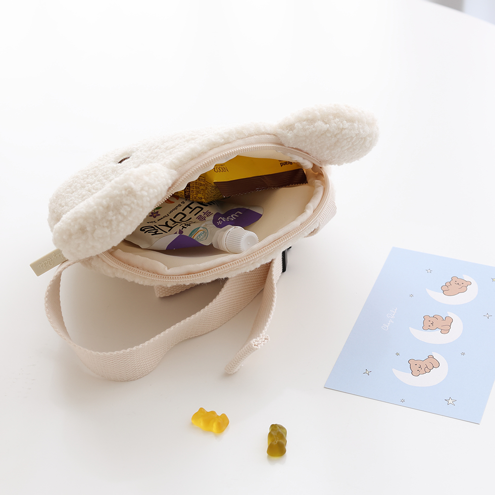 쉐베베 유아 키즈 크로스백 슬링백 뽀글이 곰 얼굴 털 애착 가방 쉐고미 이미지 7