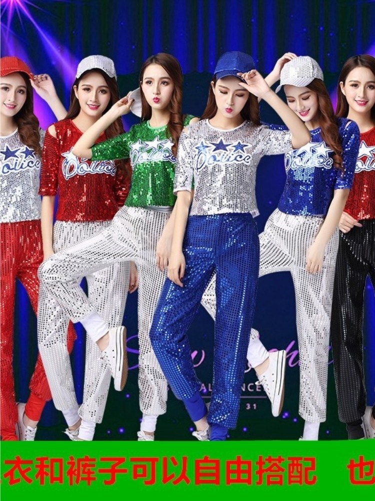 치어리더 복장 재즈 댄스 현대 무용 여성 힙합 공연 파란색 정장 바지 XS - 상세 이미지 2
