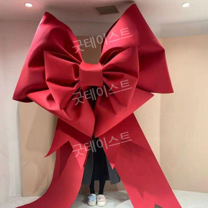 대왕리본 대형리본 웨딩카 장식 크리스마스 매장 꾸미기 레드 100x120cm 재료 패키지 - 상품 이미지