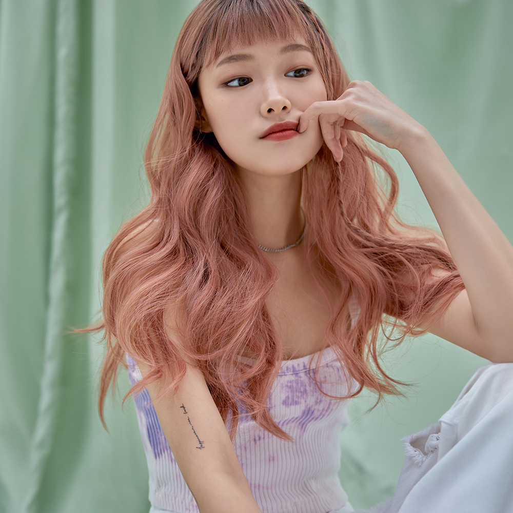 살롱 컬러 통가발 그레이스 펌 크리스티나 선셋 탈 레드 오렌지 코랄 애쉬 - 상세 이미지 5