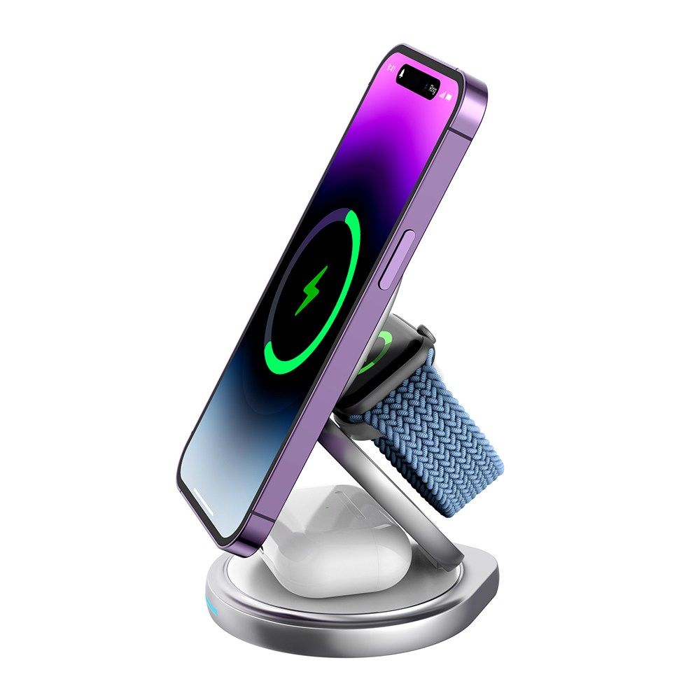 맥세이프 호환 3in1 360도 회전 접이식 무선 충전기 아이폰16 애플워치10 충전독