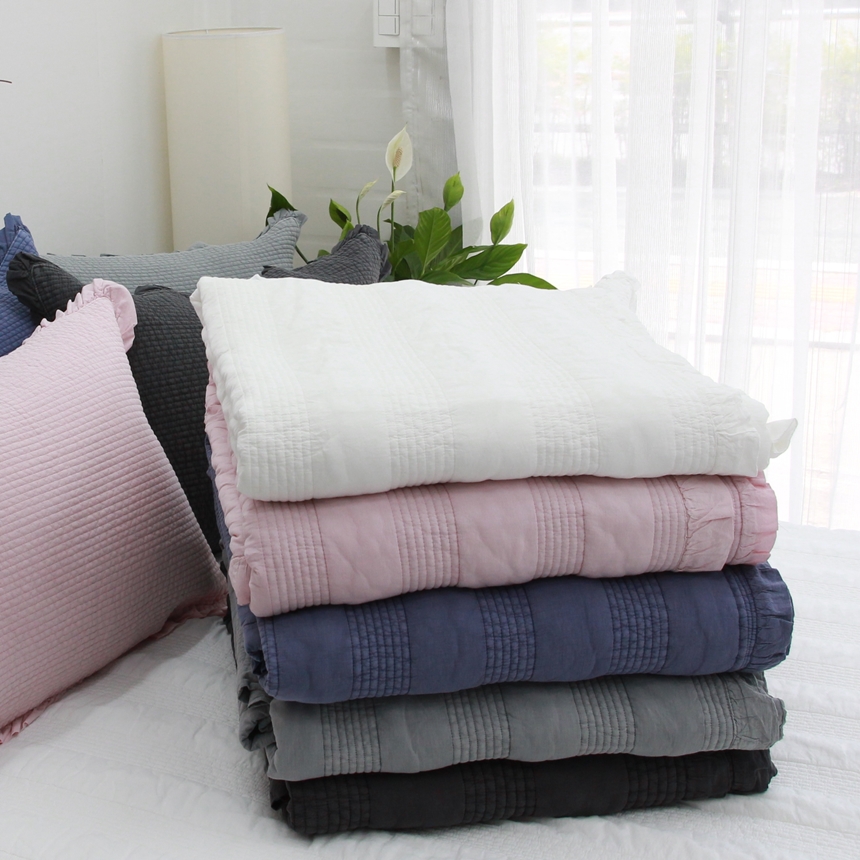 아사 순면 피그먼트 점핑 프릴 누빔이불 줄누비 이불겸패드 S/SS