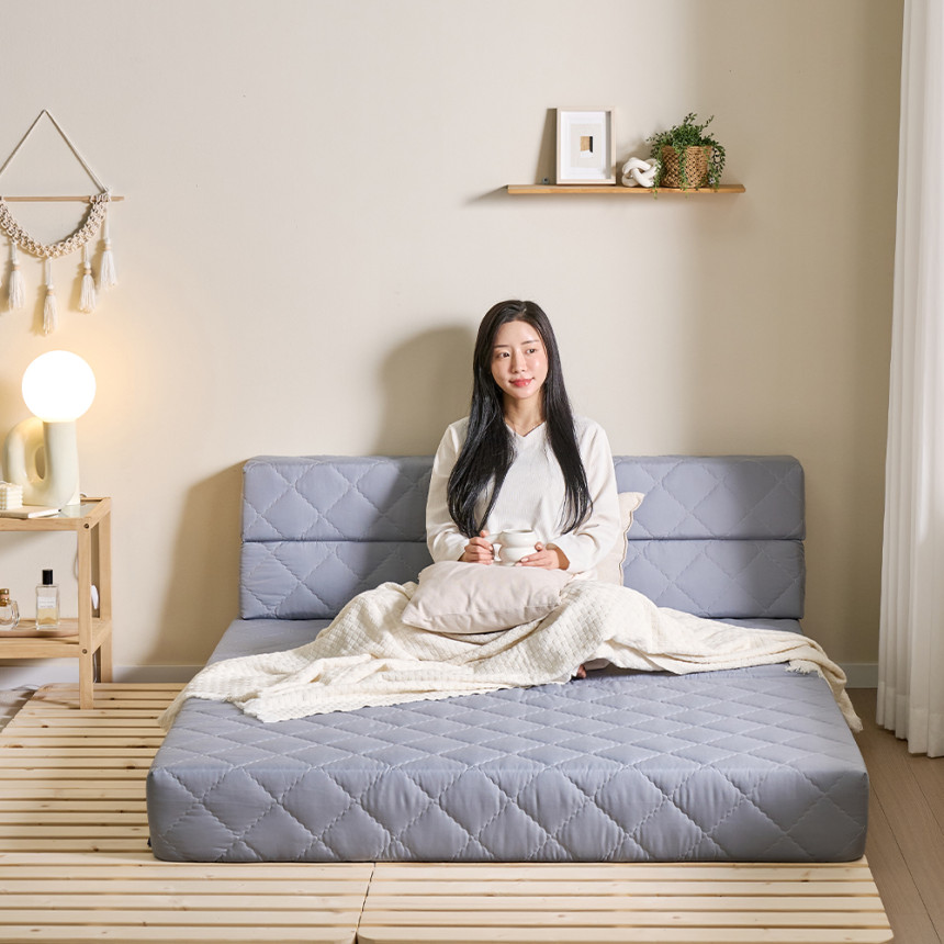 허리에 좋은 세인트블랑 4단 황토HR스펀지 접이식 매트리스 쇼파베드 18cm 싱글 사진 2