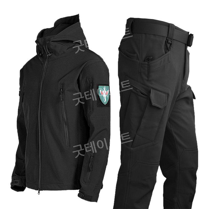 겨울 낚시복 방한복 바람막이 작업복 등산 카키 (탑+바지 벨트포함) S (60kg) - 상세 이미지 2