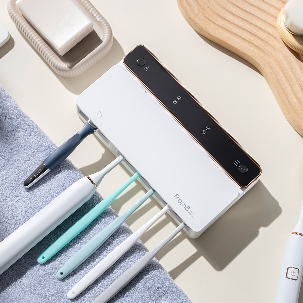 [벽걸이+유무선] 프롬비 UV-C 바람건조 자동 가정용 칫솔살균기 FD229 프리미엄 화이트