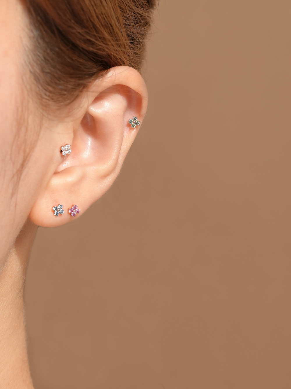 [1mm/1.2mm]14K 인터널 모이사나이트 다이아 네잎 꽃잎 라블렛 피어싱 - 상세 이미지 4