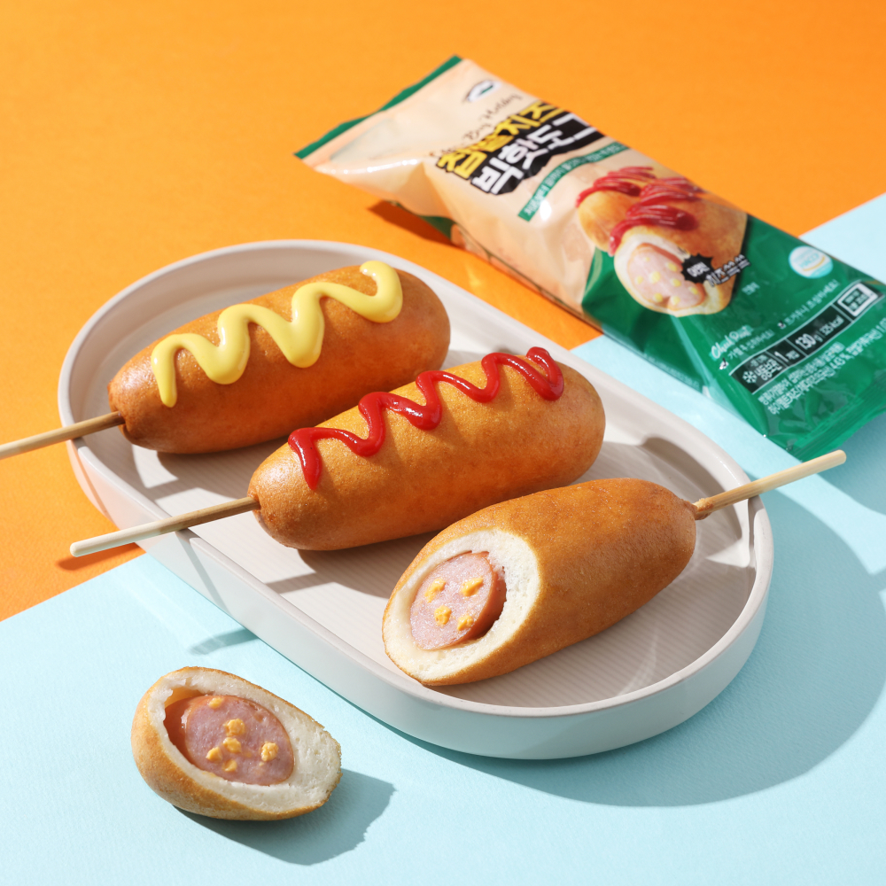 싱글팩토리 육즙팡팡 찹쌀치즈 빅핫도그 130g 어린이간식 치즈소시지 핫도그 - 상품 이미지