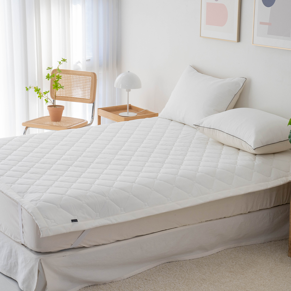 고정밴드침대패드 순면 무지 마리 심플 슈퍼싱글 퀸 킹 논슬립 침대패드