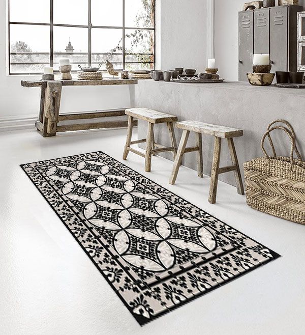 베이자플로우 PVC 바르셀로나 러그 - 블랙앤화이트 콘크리트 120 x 195 cm