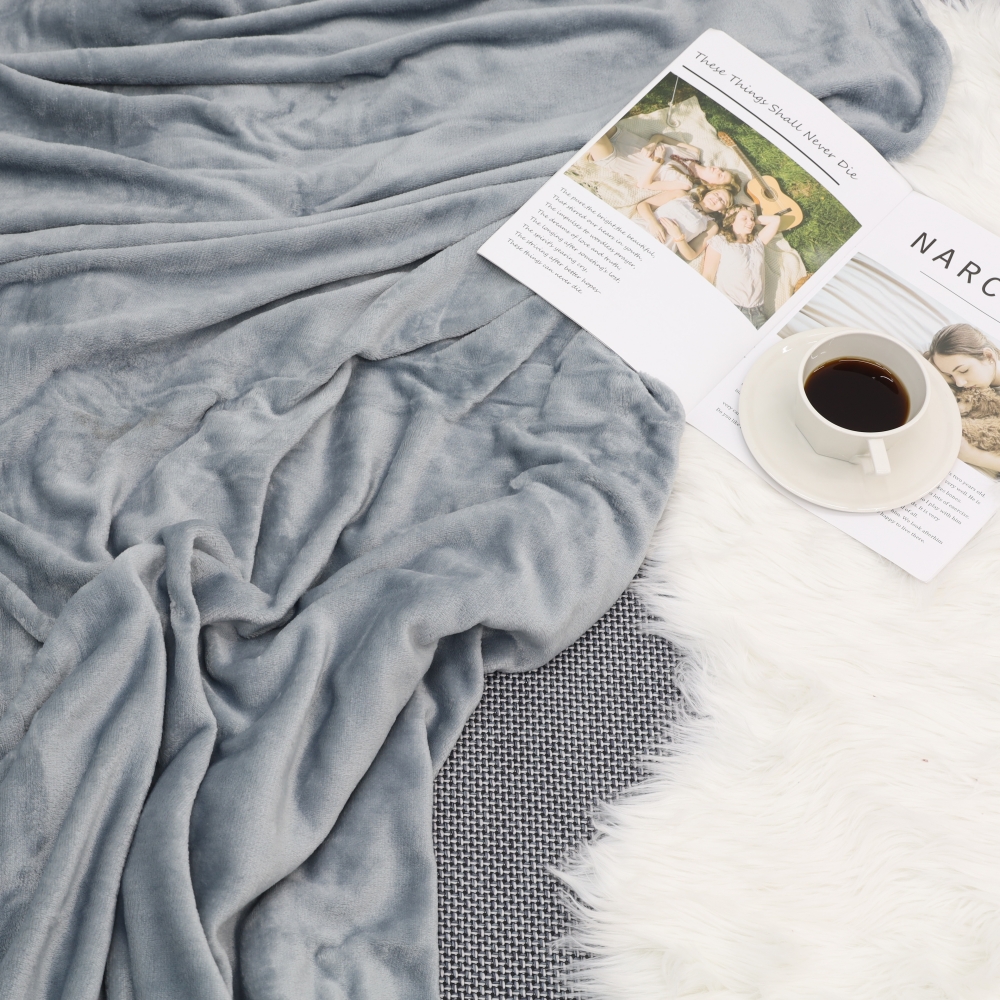 극세사 무릎담요 100X150 차량용 사무실 여름 겨울 비행기담요 중형 무지 그레이