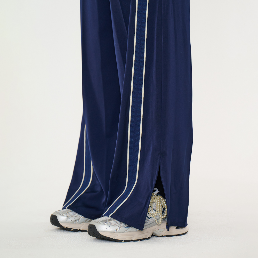 [메타퍼] 여성 와이드 팬츠 슬랙스 밴딩 팬츠 슬랙스 바지 네이비 - 상세 이미지 5