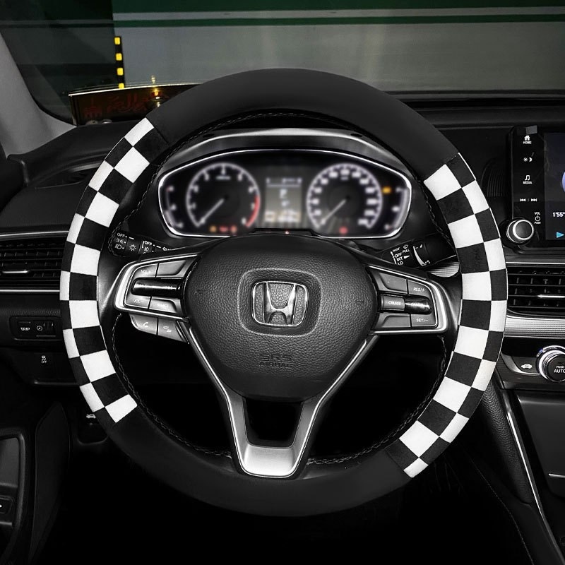인테리어 자동차 차량 핸들 커버 투톤 체크 - 상세 이미지 2