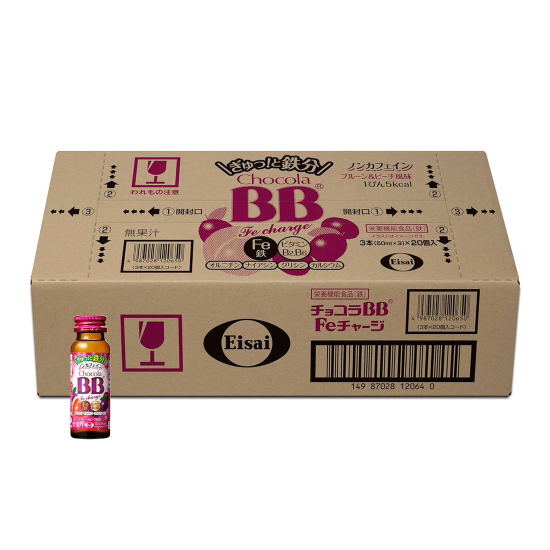 쇼콜라비비 Fe차지 드링크 50ml 60개입 Chocola BB 일본직구 Fe철 비타민B2 B6