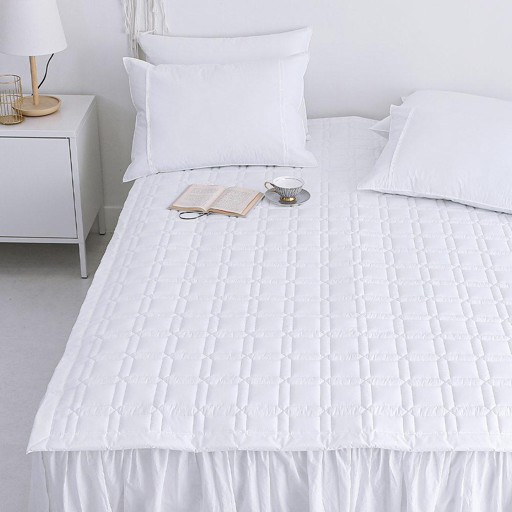 먼지없는 사계절 순면 고정밴드 침대패드 매트리스 까는 이불 패드 화이트 라지킹 K