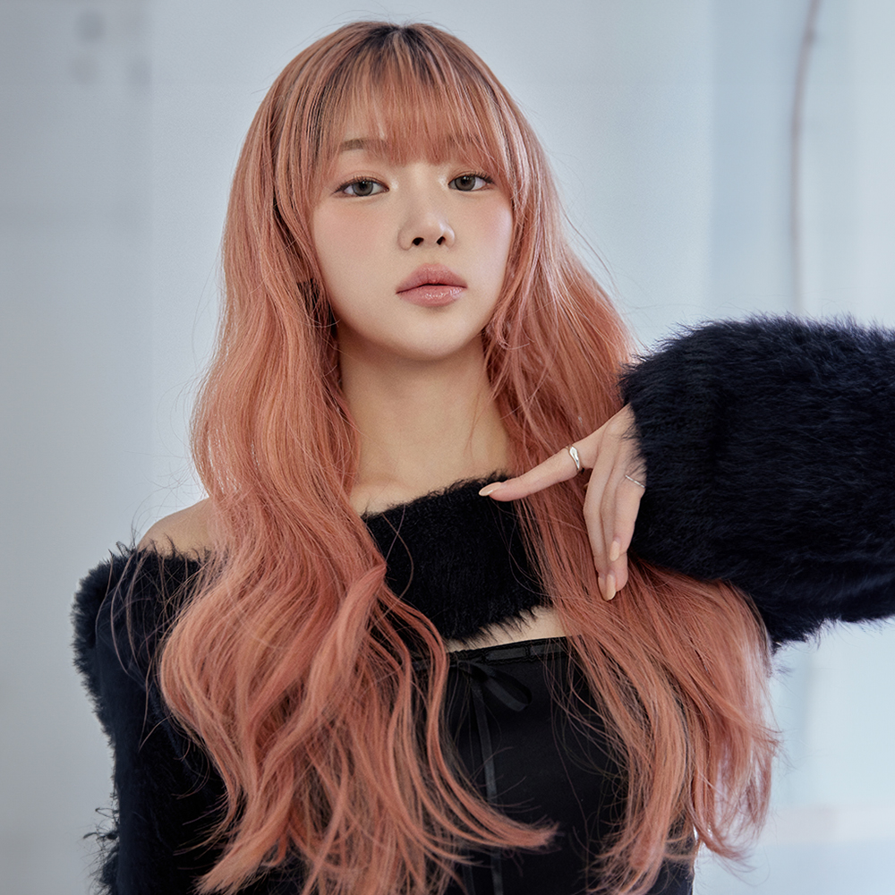 살롱 컬러 통가발 그레이스 펌 크리스티나 선셋 탈 레드 오렌지 코랄 애쉬 : 핑크에이지