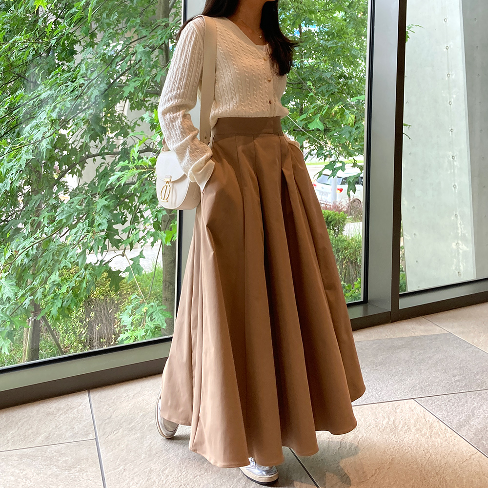 플레어 햅번 주름 롱 맥시 가을 겨울 스커트 44-77