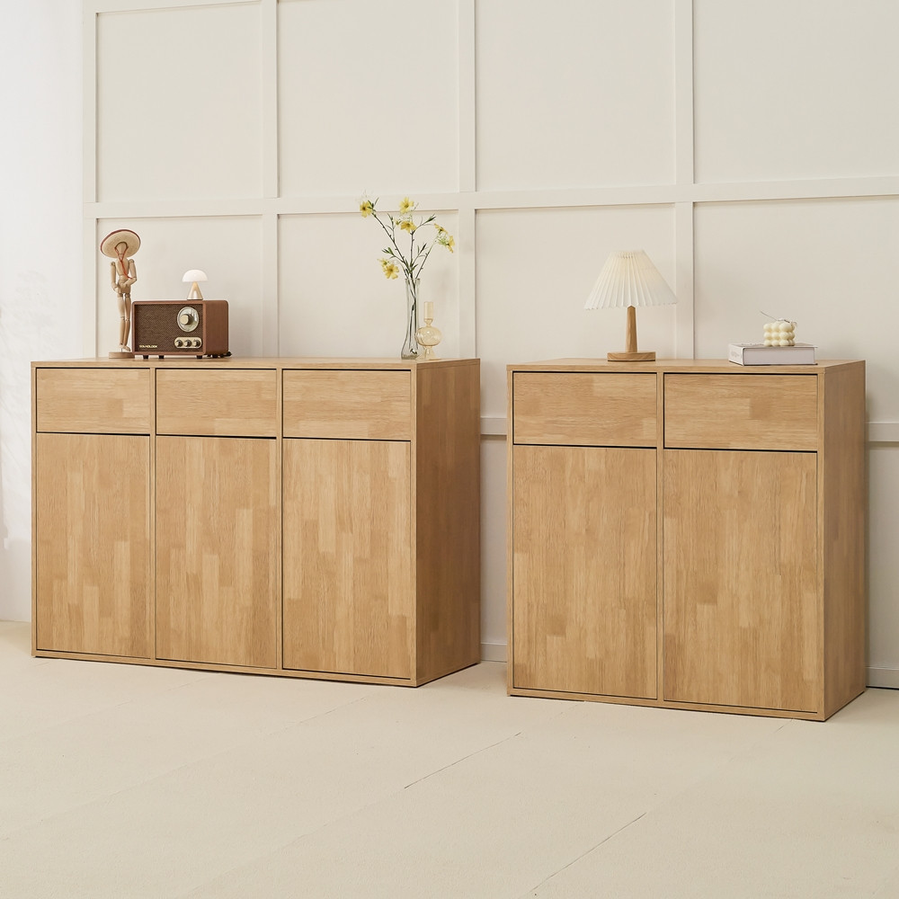 탕비실 정수기 커피머신 받침대 분리수거장 휴지통 1152x400x800mm, 3단, 우드 - 상세 이미지 2