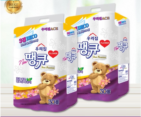 두루마리 휴지 30롤 다이소 업소용 병원 숙박 캠핑 땡큐 3겹 휴지 엠보싱 화장지 1+1 - 상품 이미지