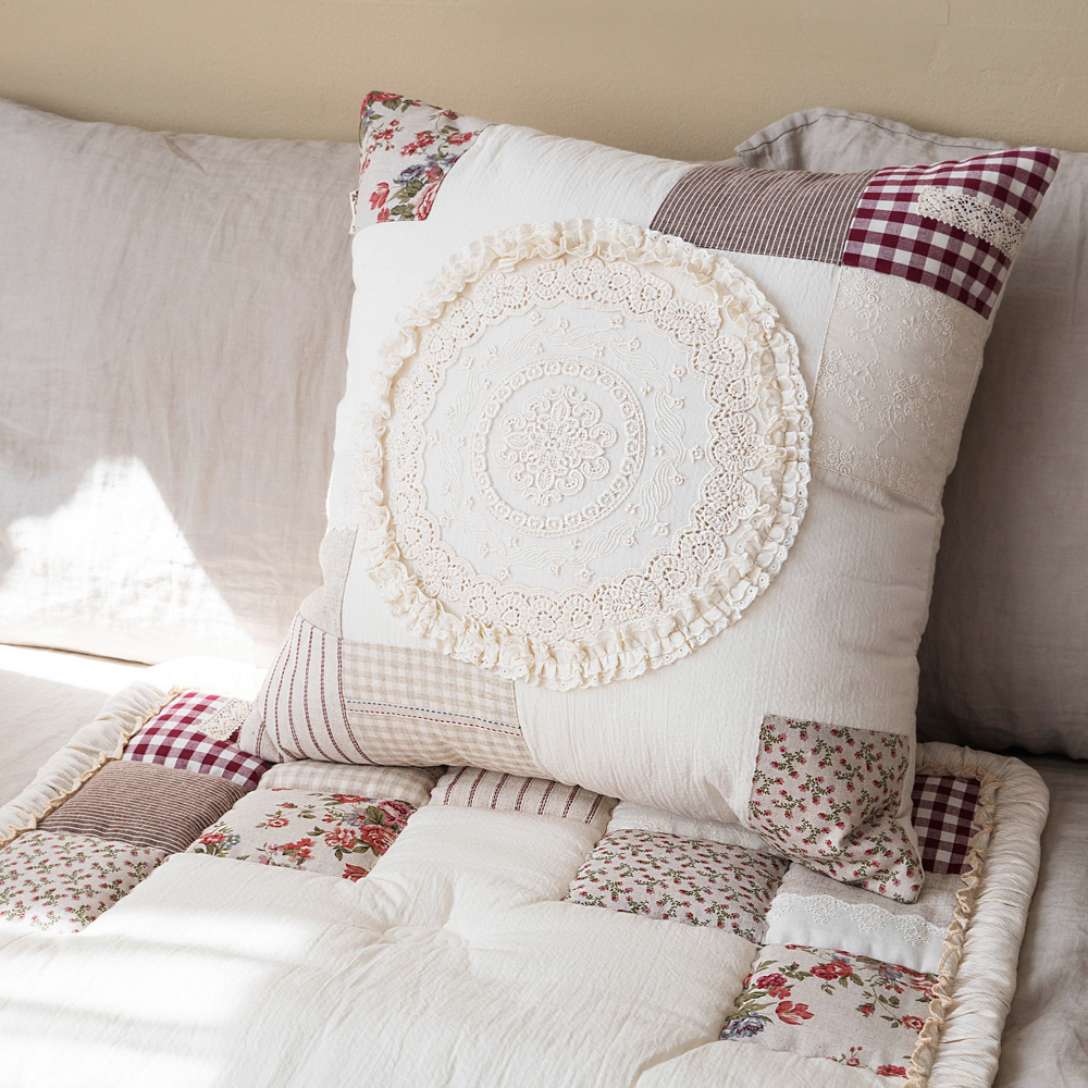 마벨로제 샬롯 패치 쿠션커버 쇼파 쿠션 커버 사각 50x50