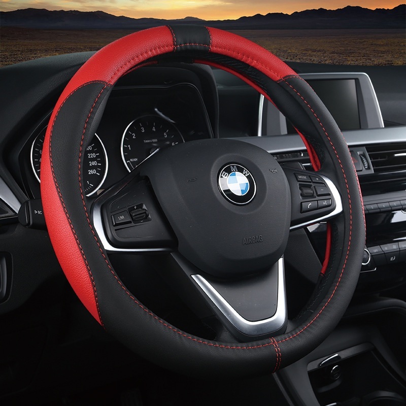 자동차핸들커버가죽 BMW핸들커버 투톤 - 상품 이미지