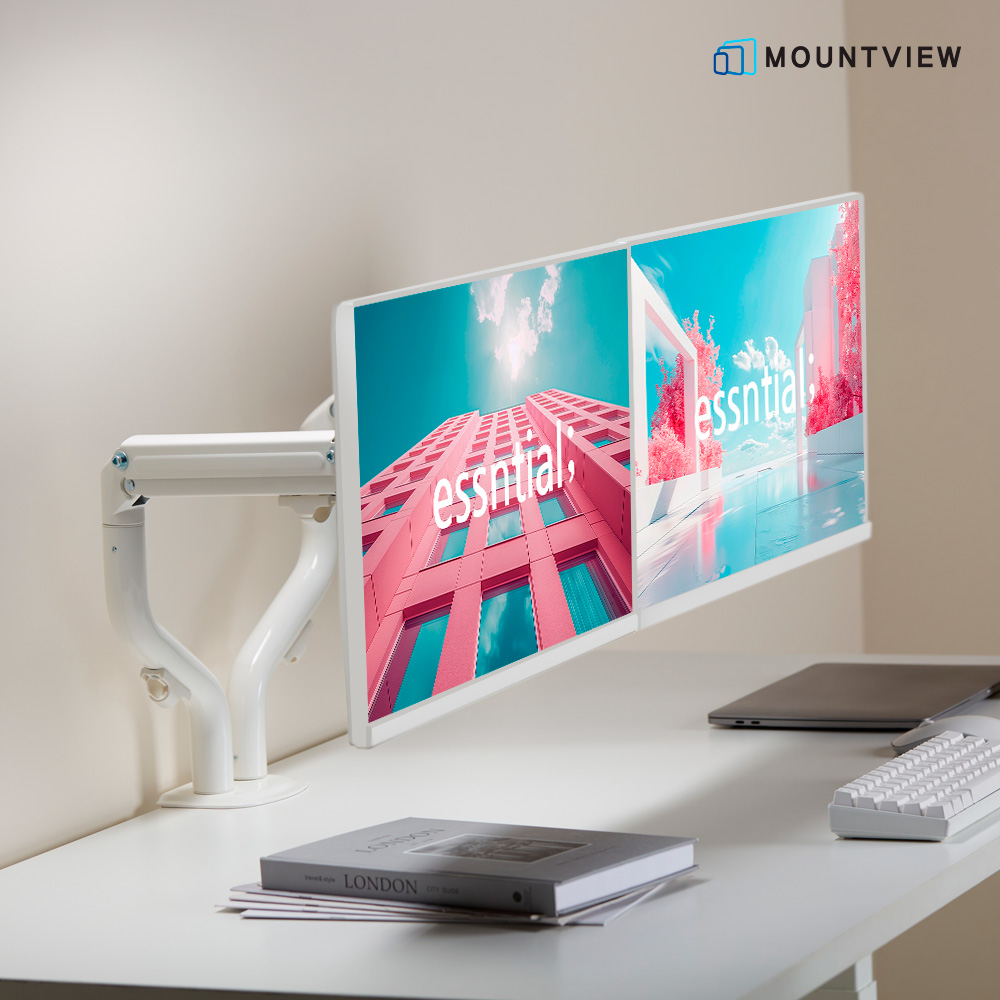 마운트뷰 ALL 모니터암 듀얼 화이트 노트북 암 모니터 거치대 고중량 스탠드 세로 싱글