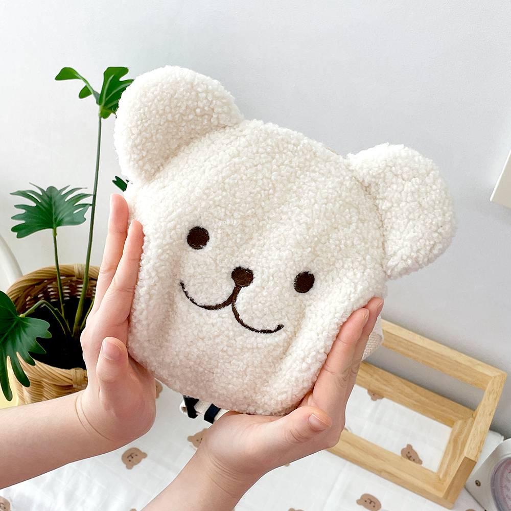 쉐베베 유아 키즈 크로스백 슬링백 뽀글이 곰 얼굴 털 애착 가방 쉐고미 이미지 6