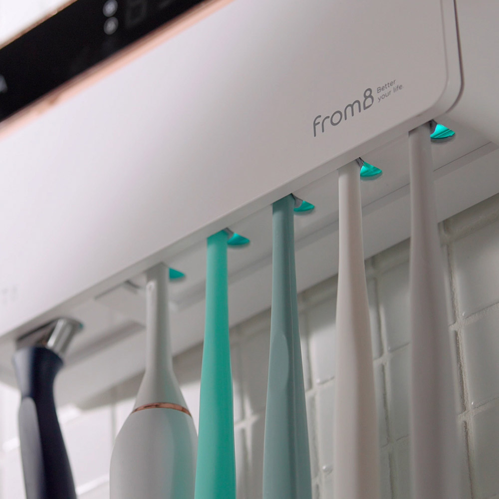 [벽걸이+유무선] 프롬비 UV-C 바람건조 자동 가정용 칫솔살균기 FD229 프리미엄 화이트