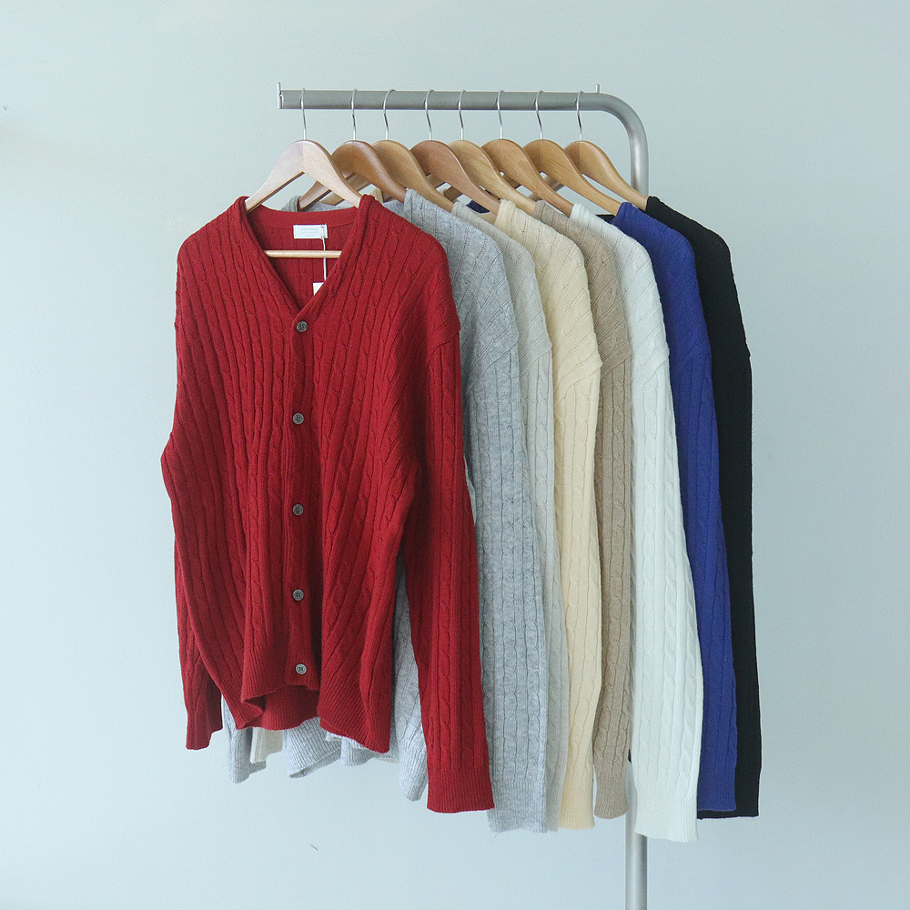 캐시미어 꽈배기 가디건 케이블 오버핏 니트 남자 가디건