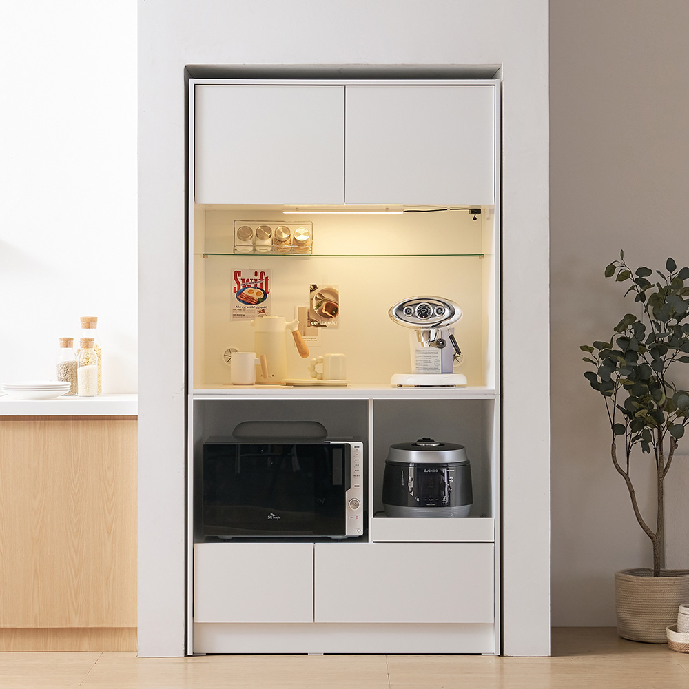 랩소디 LED 조명 1000폭 전자레인지수납장 냉장고장 홈바