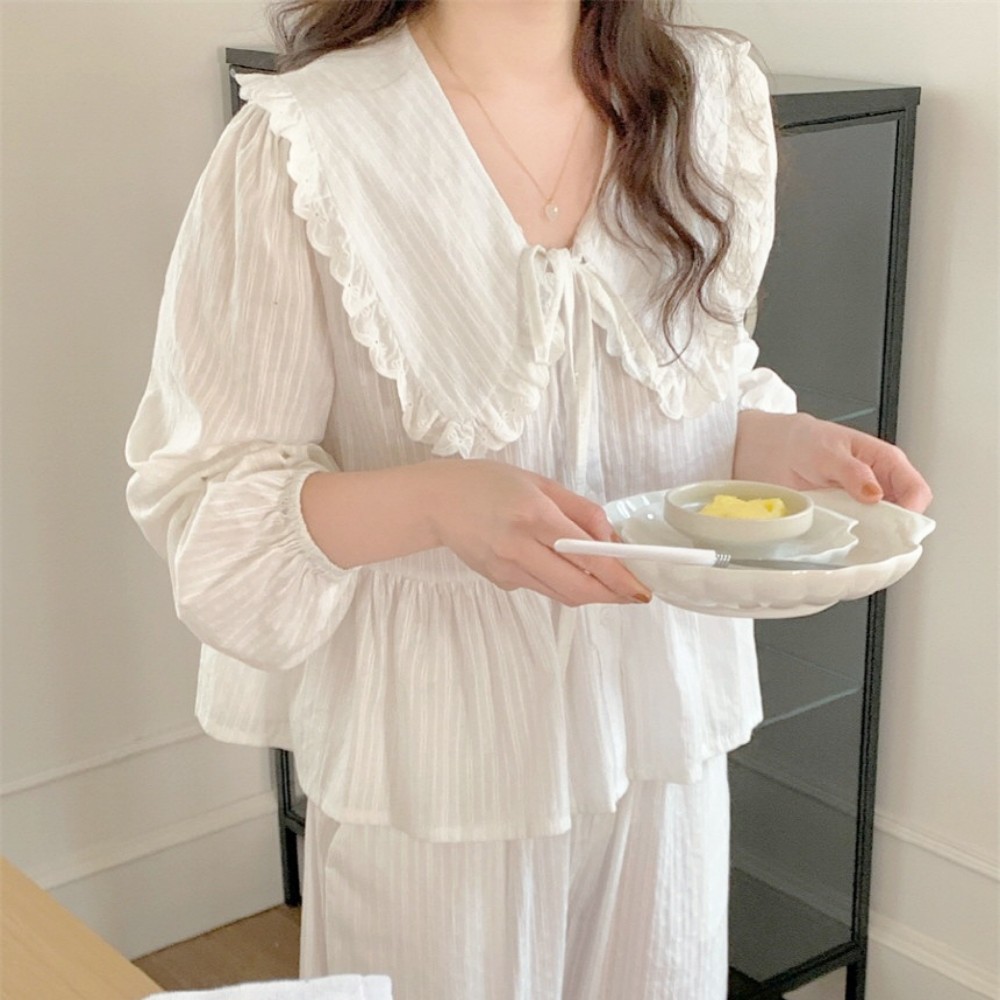 수면잠옷 겨울 원피스잠옷 순면 긴팔 공주 우정 파자마파티 면 이미지 8